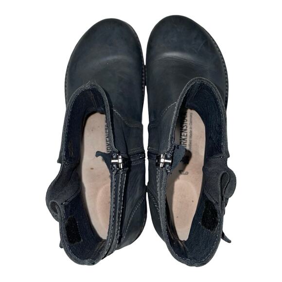 Birkenstock Stowe Leather Buckle Moto Ankle Boots in Charcoal Grey   Size: EU 39 - Picture 6 of 8